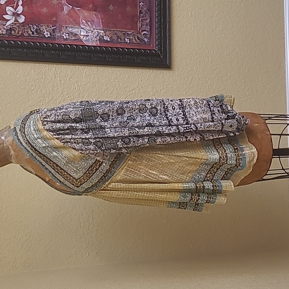 Womens Free People Aliyah Printed Metallic Sheer Boho Tunic Top Size XS - Picture 8 of 10